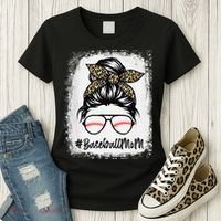 Baseball Mom Leopard Mothers Day Women Baseball Mama Women's T-Shirt thumb 3