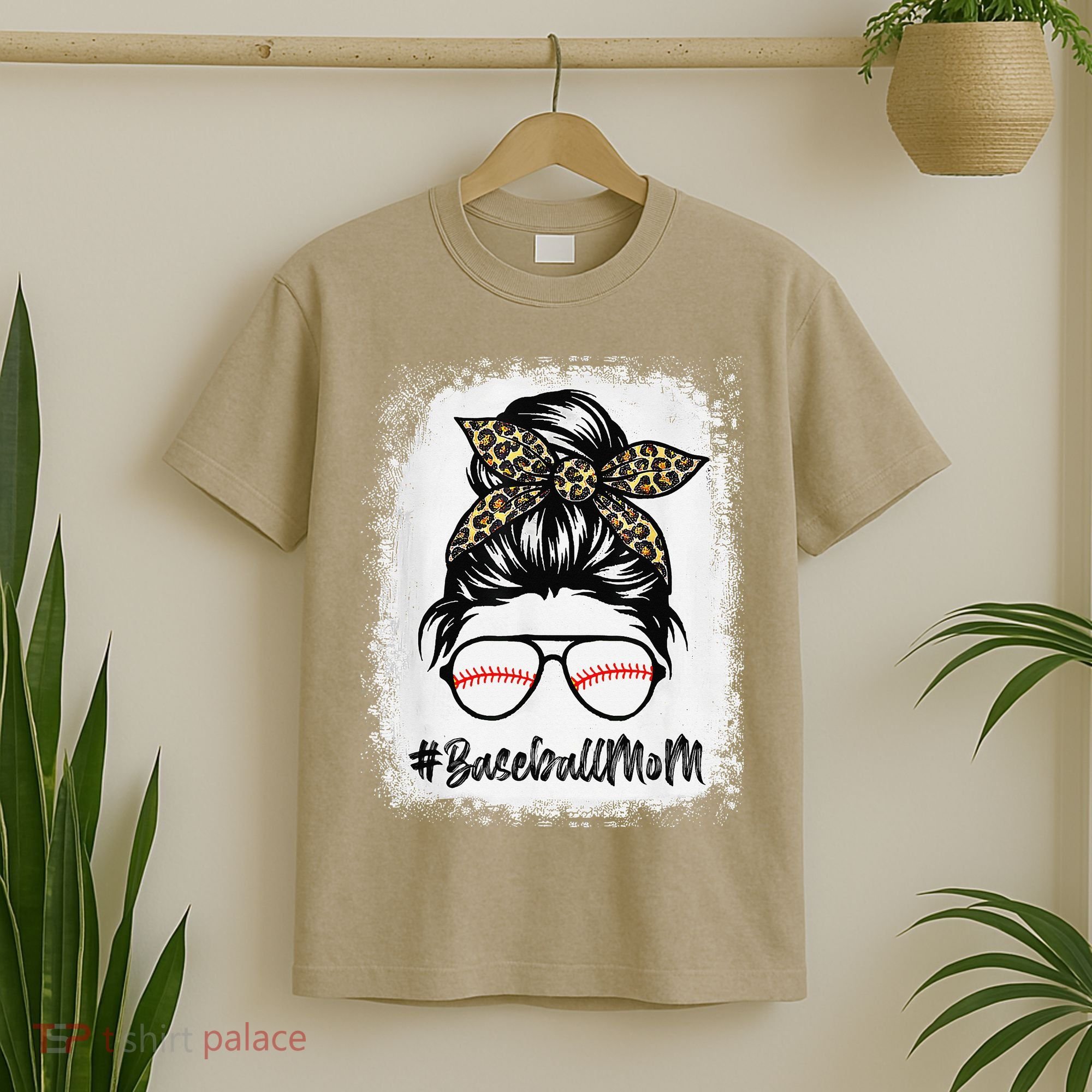 Baseball Mom Leopard Mothers Day Women Baseball Mama T-Shirt