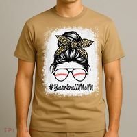 Baseball Mom Leopard Mothers Day Women Baseball Mama T-Shirt thumb 3