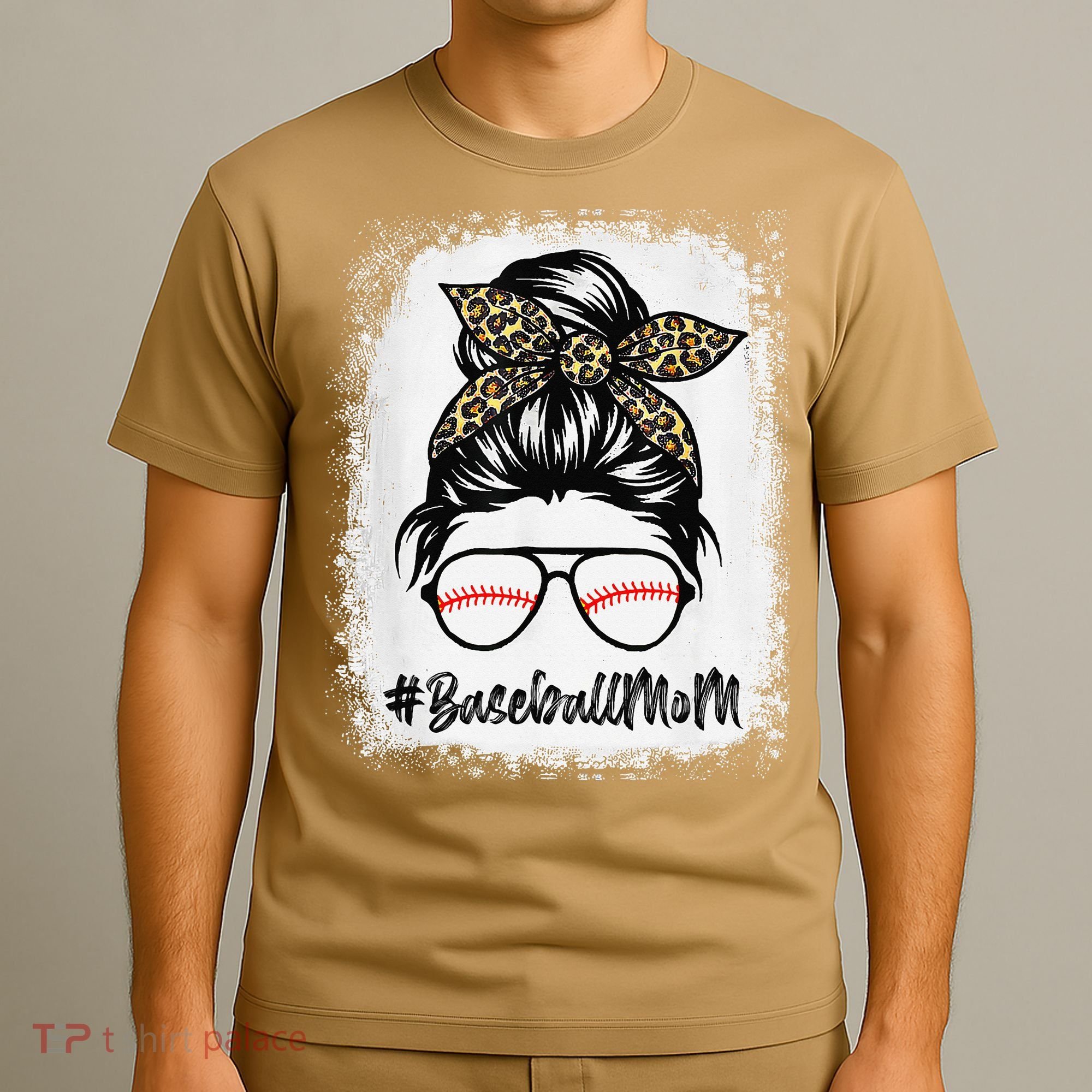 Baseball Mom Leopard Mothers Day Women Baseball Mama T-Shirt
