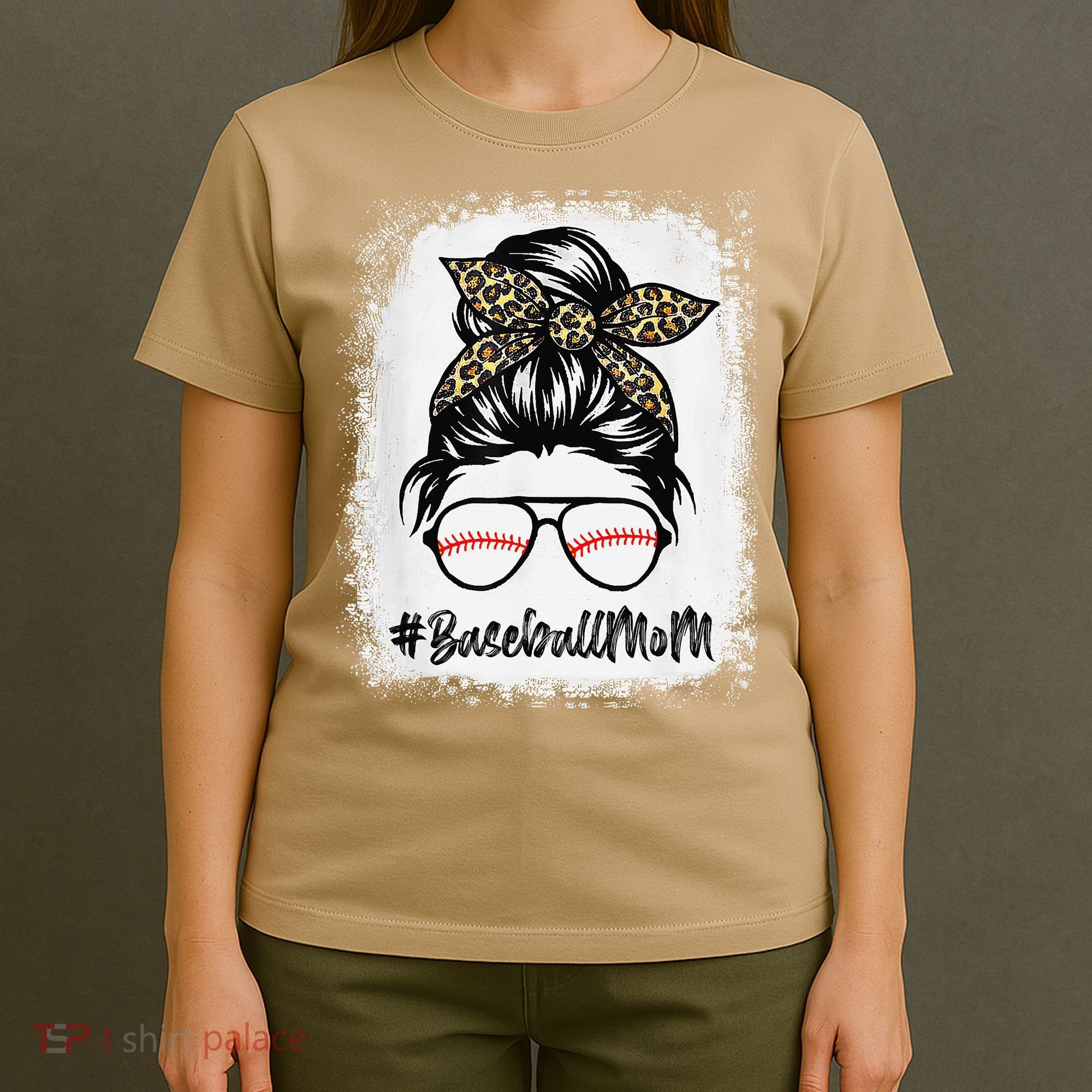 Baseball Mom Leopard Mothers Day Women Baseball Mama T-Shirt