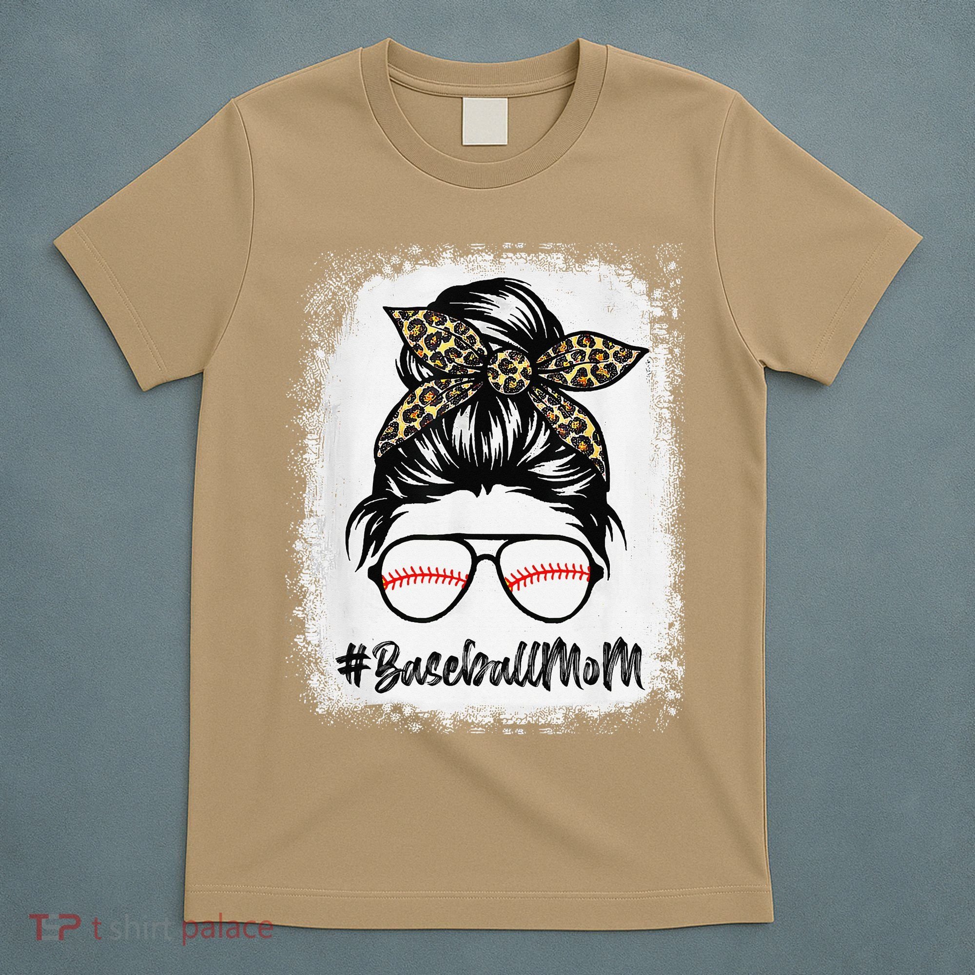 Baseball Mom Leopard Mothers Day Women Baseball Mama T-Shirt