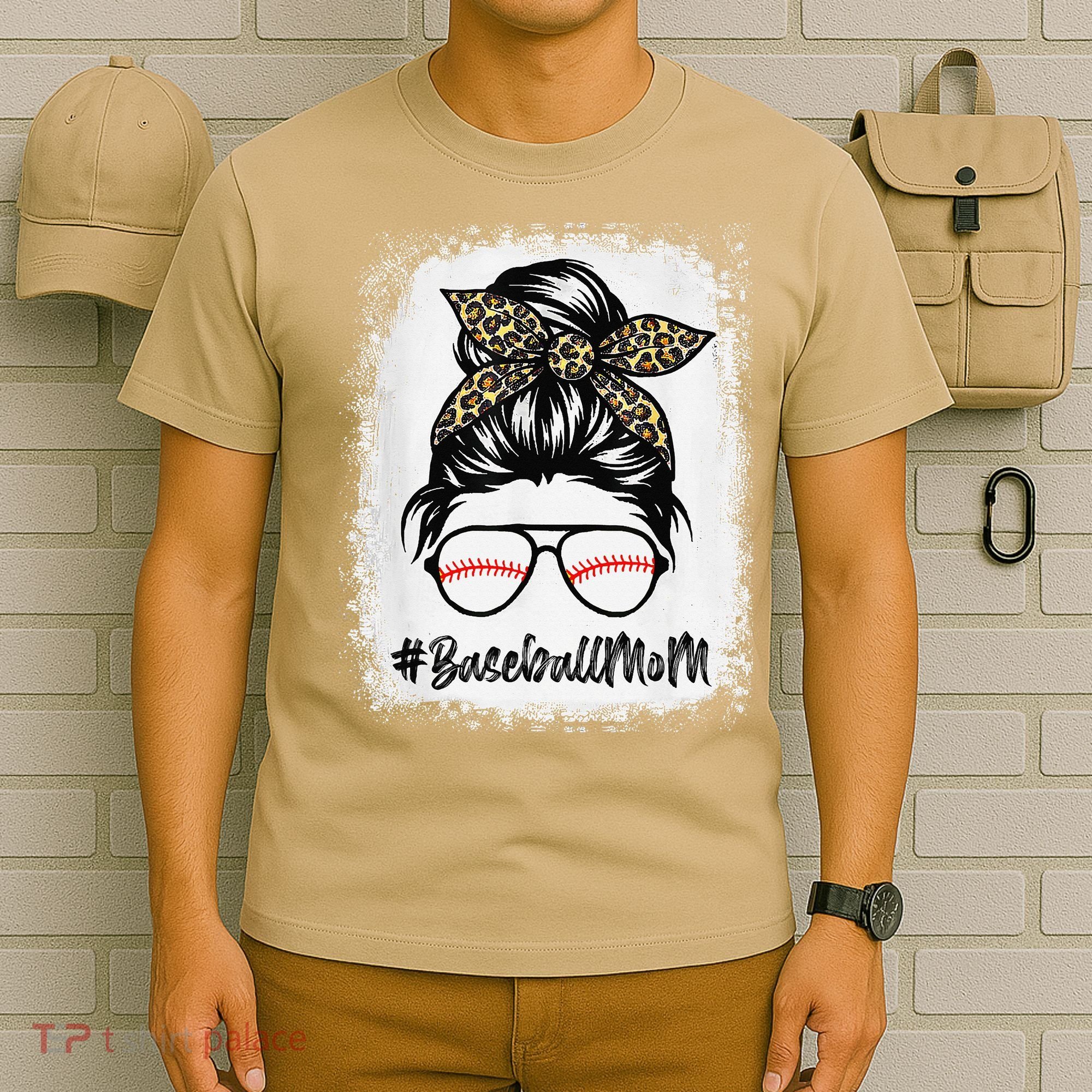 Baseball Mom Leopard Mothers Day Women Baseball Mama T-Shirt