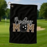 Bowling Mom Leopard Print Proud Bowling Mama Cool Gift Golf Towel thumb 1