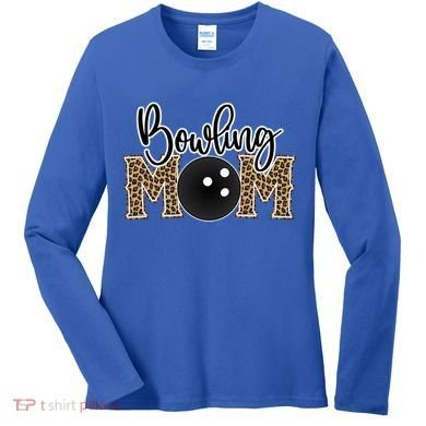 Bowling Mom Leopard Print Proud Bowling Mama Cool Gift Women's Long Sleeve Shirt