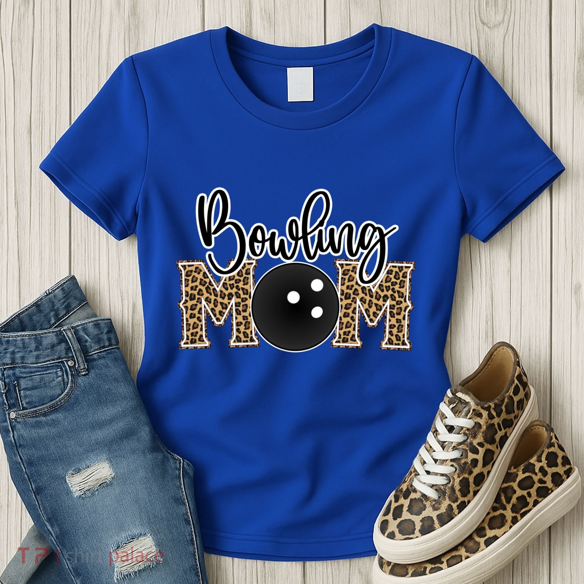 Bowling Mom Leopard Print Proud Bowling Mama Cool Gift Women's T-Shirt