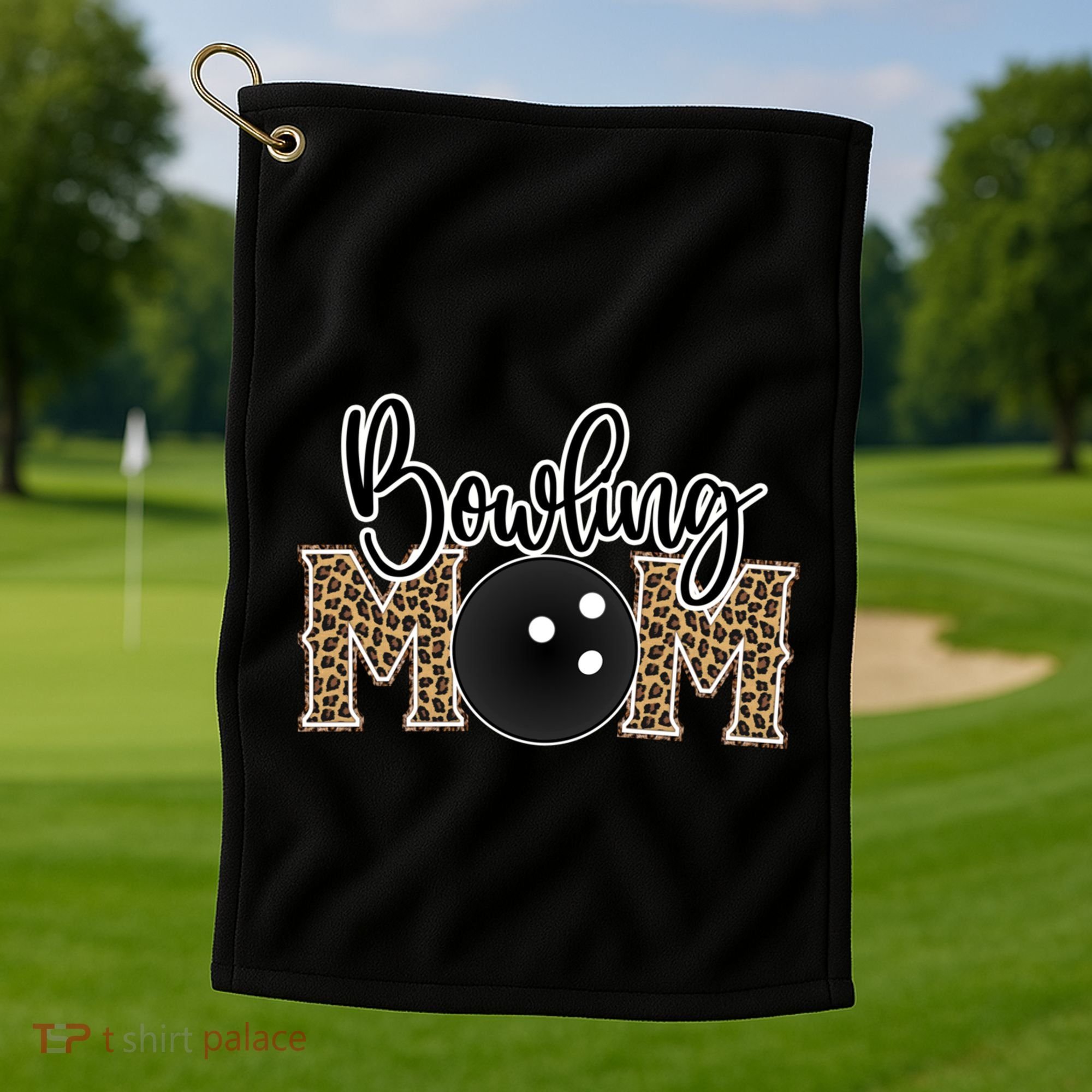 Bowling Mom Leopard Print Proud Bowling Mother Gift Golf Towel