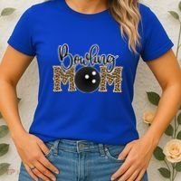Bowling Mom Leopard Print Proud Bowling Mother Gift Women's T-Shirt thumb 2