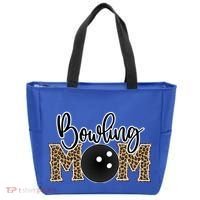 Bowling Mom Leopard Print Proud Bowling Mother Gift Tote Bag thumb 0