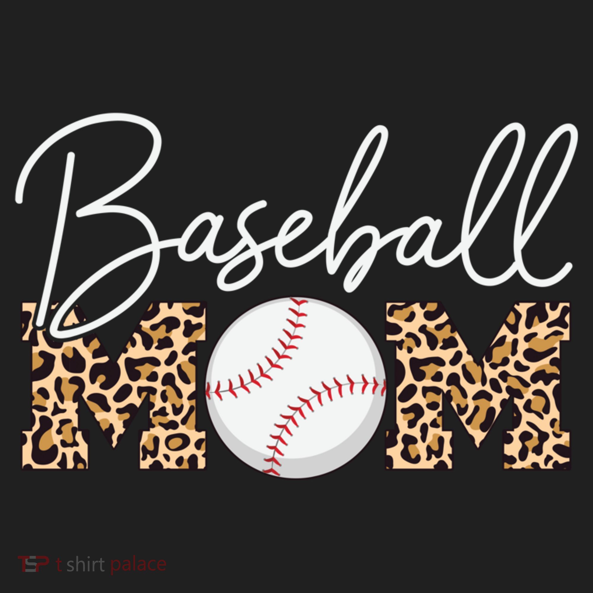 Baseball Mom - Leopard Print Cursive Script Women's Sweatshirt