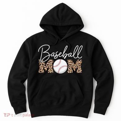 Baseball Mom - Leopard Print Cursive Script Hoodie