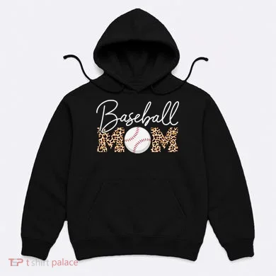 Baseball Mom - Leopard Print Cursive Script Hoodie