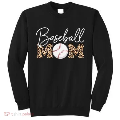 Baseball Mom - Leopard Print Cursive Script Sweatshirt