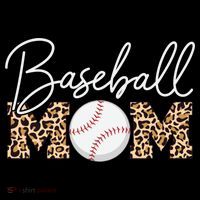 Baseball Mom - Leopard Print Cursive Script Button thumb 1