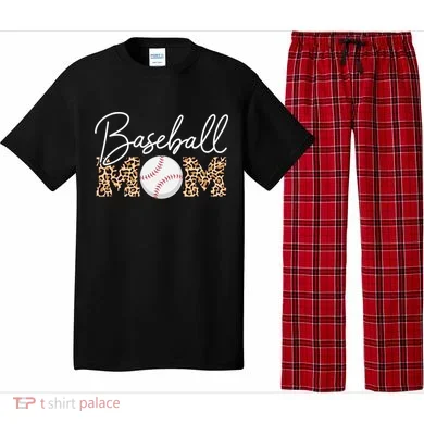 Baseball Mom - Leopard Print Cursive Script Pajama Set
