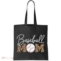 Baseball Mom - Leopard Print Cursive Script Tote Bag thumb 0