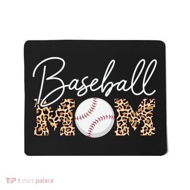 Baseball Mom - Leopard Print Cursive Script Mousepad