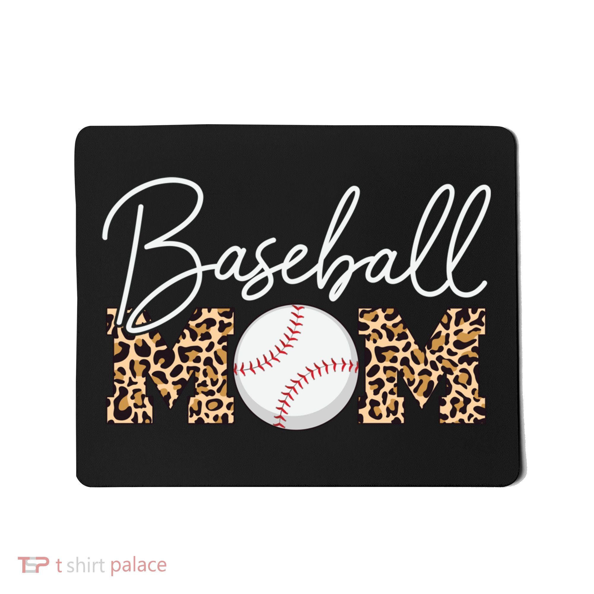 Baseball Mom - Leopard Print Cursive Script Mousepad