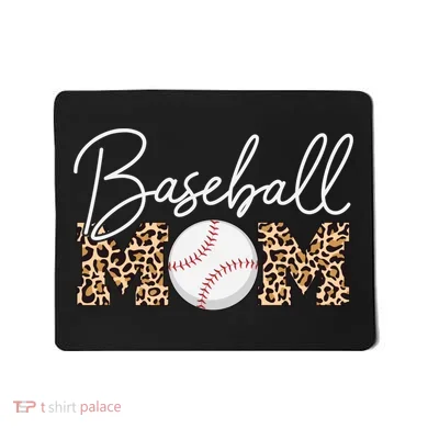 Baseball Mom - Leopard Print Cursive Script Mousepad