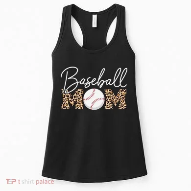 Baseball Mom - Leopard Print Cursive Script Women's Tank Top