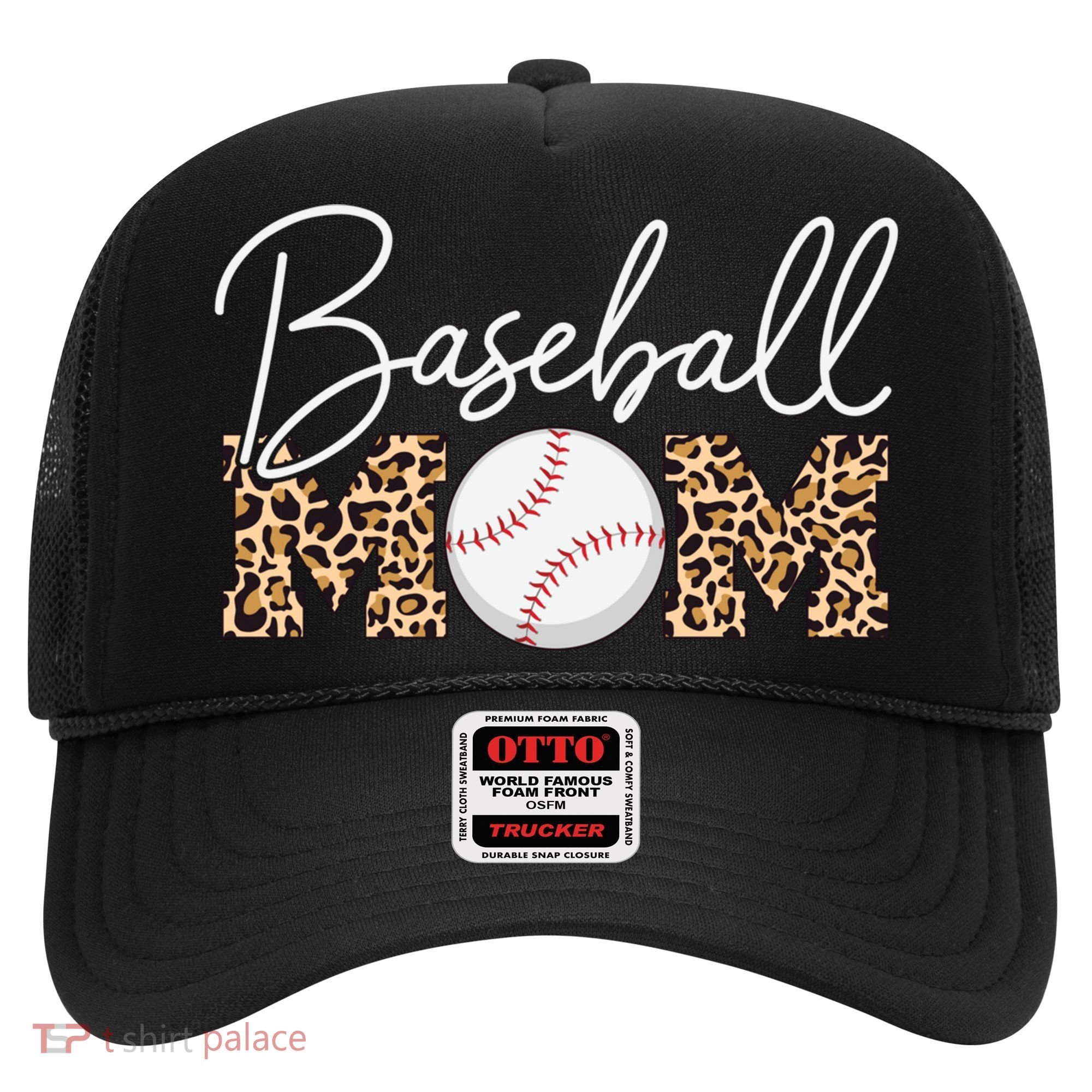 Baseball Mom - Leopard Print Cursive Script Hat