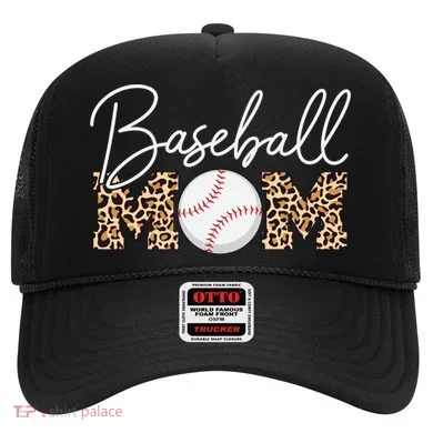 Baseball Mom - Leopard Print Cursive Script Hat