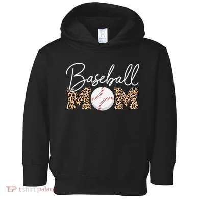 Baseball Mom - Leopard Print Cursive Script Toddler Hoodie