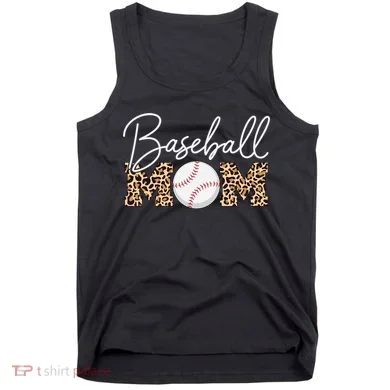 Baseball Mom - Leopard Print Cursive Script Tank Top