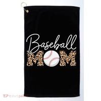 Baseball Mom - Leopard Print Cursive Script Golf Towel thumb 0