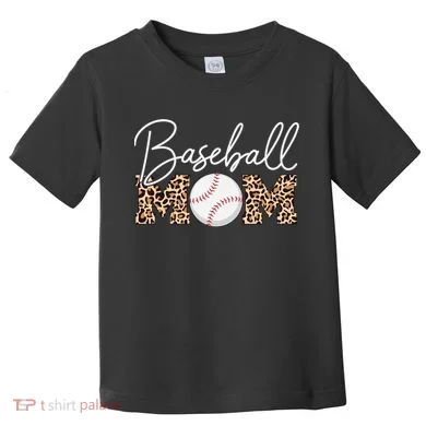 Baseball Mom - Leopard Print Cursive Script Toddler T-Shirt
