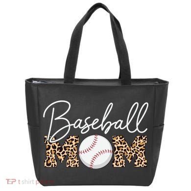 Baseball Mom - Leopard Print Cursive Script Tote Bag
