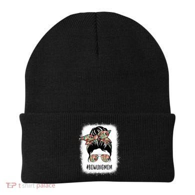 Bowling Mom Life Messy Bun Hair Bleached Great Gift Beanie
