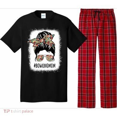 Bowling Mom Life Messy Bun Hair Bleached Great Gift Pajama Set