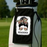 Bowling Mom Life Messy Bun Hair Bleached Great Gift Golf Towel thumb 2