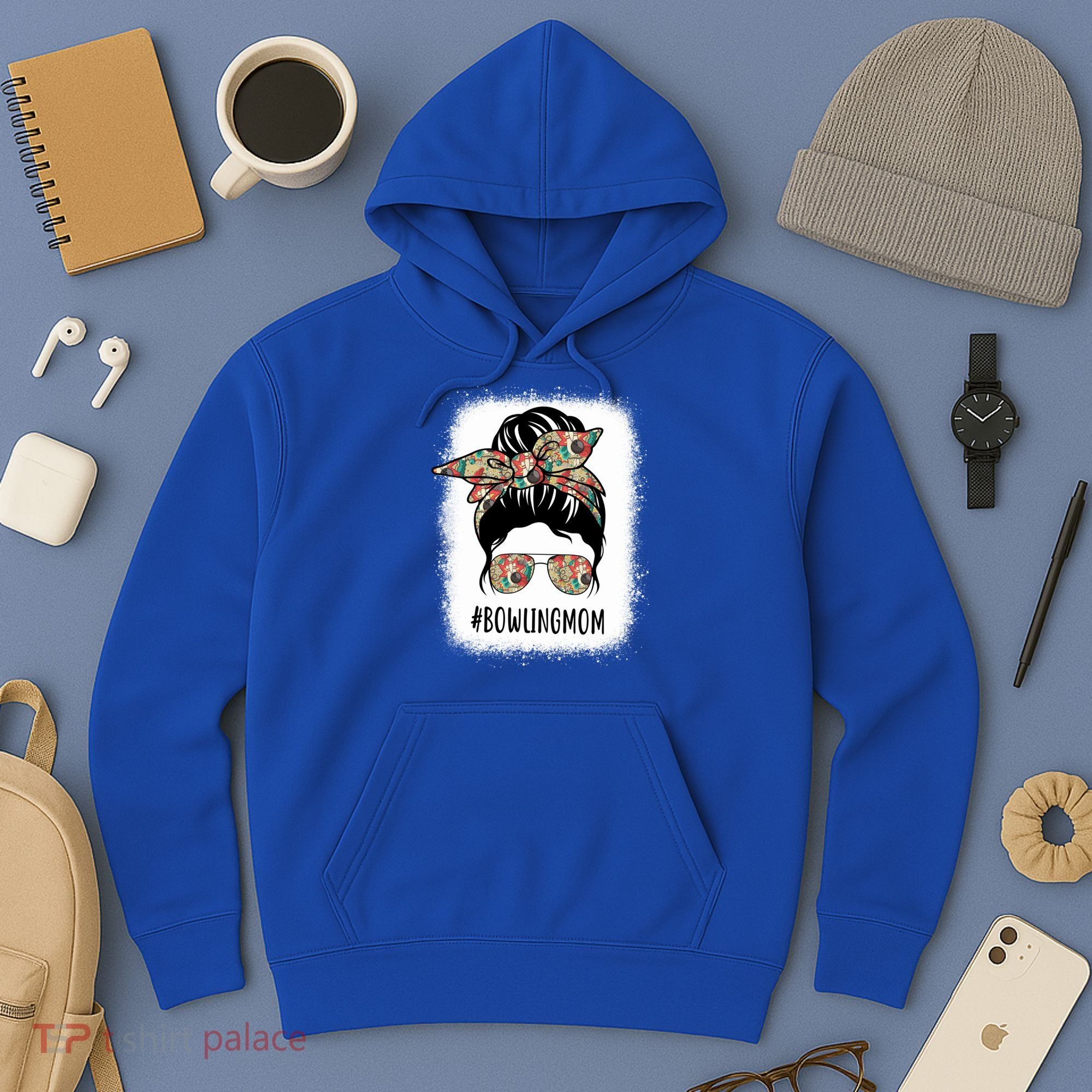 Bowling Mom Life Messy Bun Hair Bleached Great Gift Hoodie
