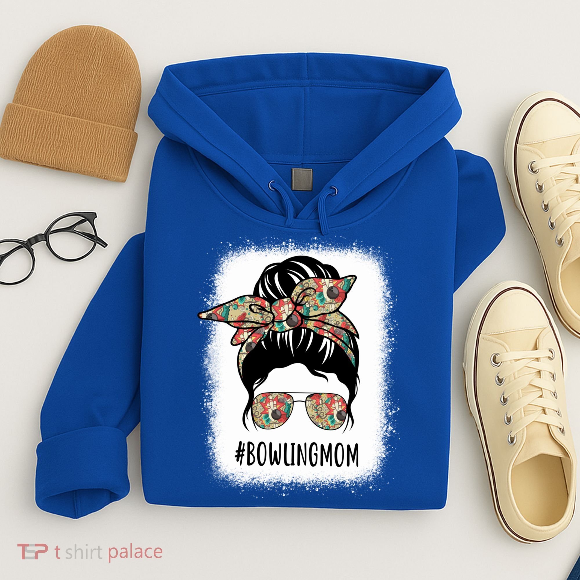 Bowling Mom Life Messy Bun Hair Bleached Great Gift Hoodie