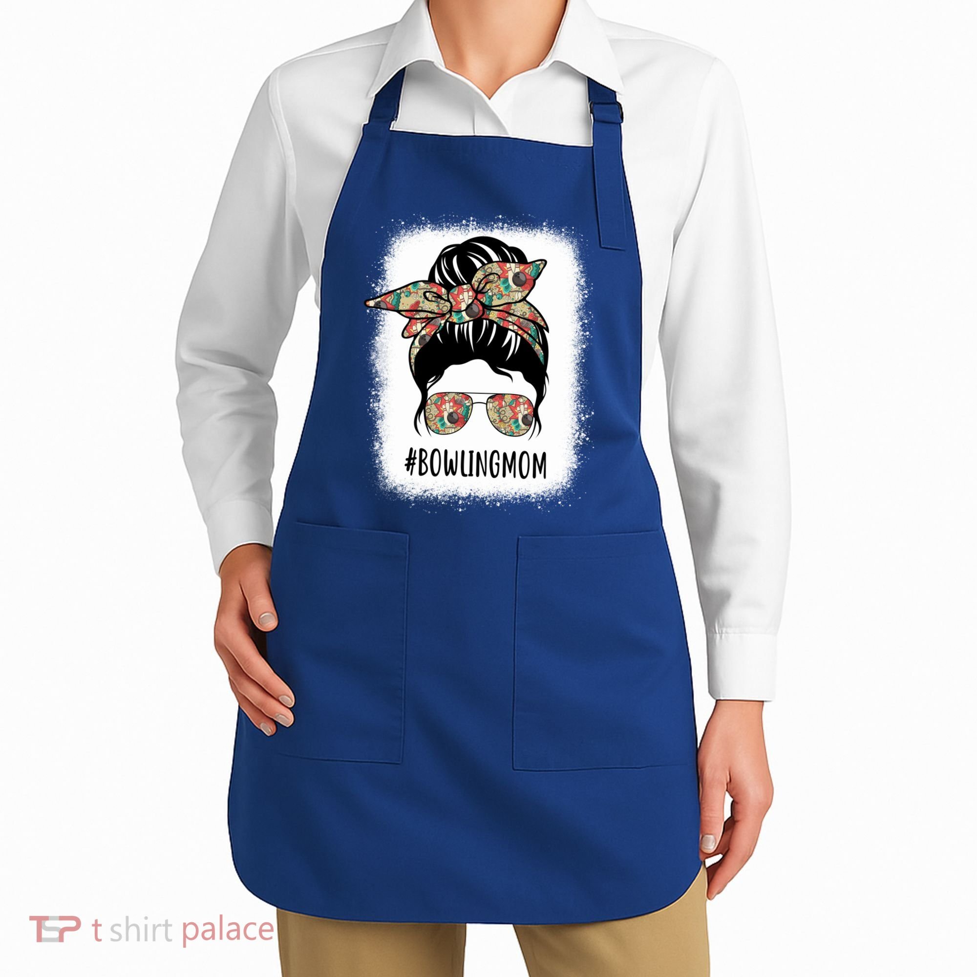 Bowling Mom Life Messy Bun Hair Bleached Great Gift Apron