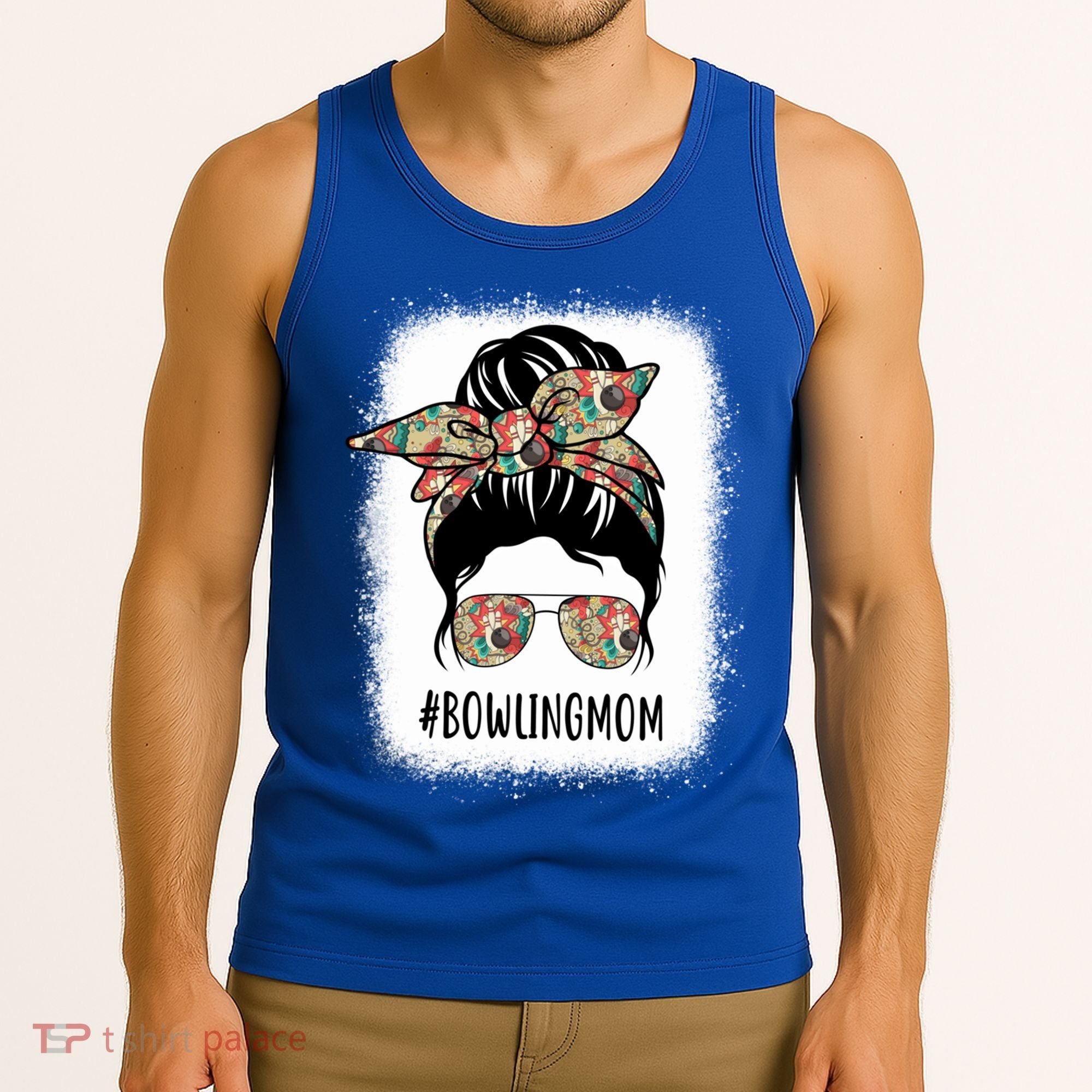 Bowling Mom Life Messy Bun Hair Bleached Great Gift Tank Top