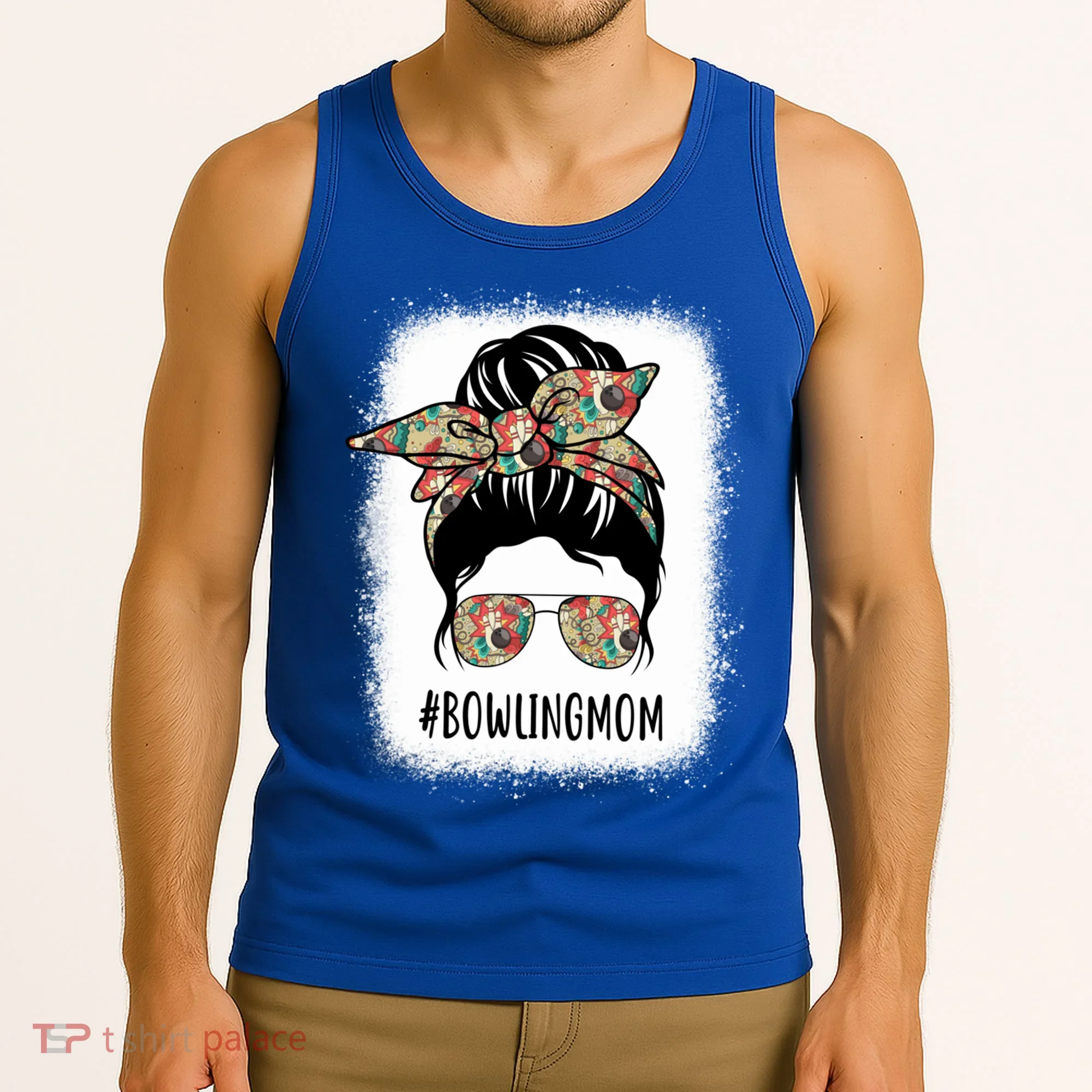 Bowling Mom Life Messy Bun Hair Bleached Great Gift Tank Top