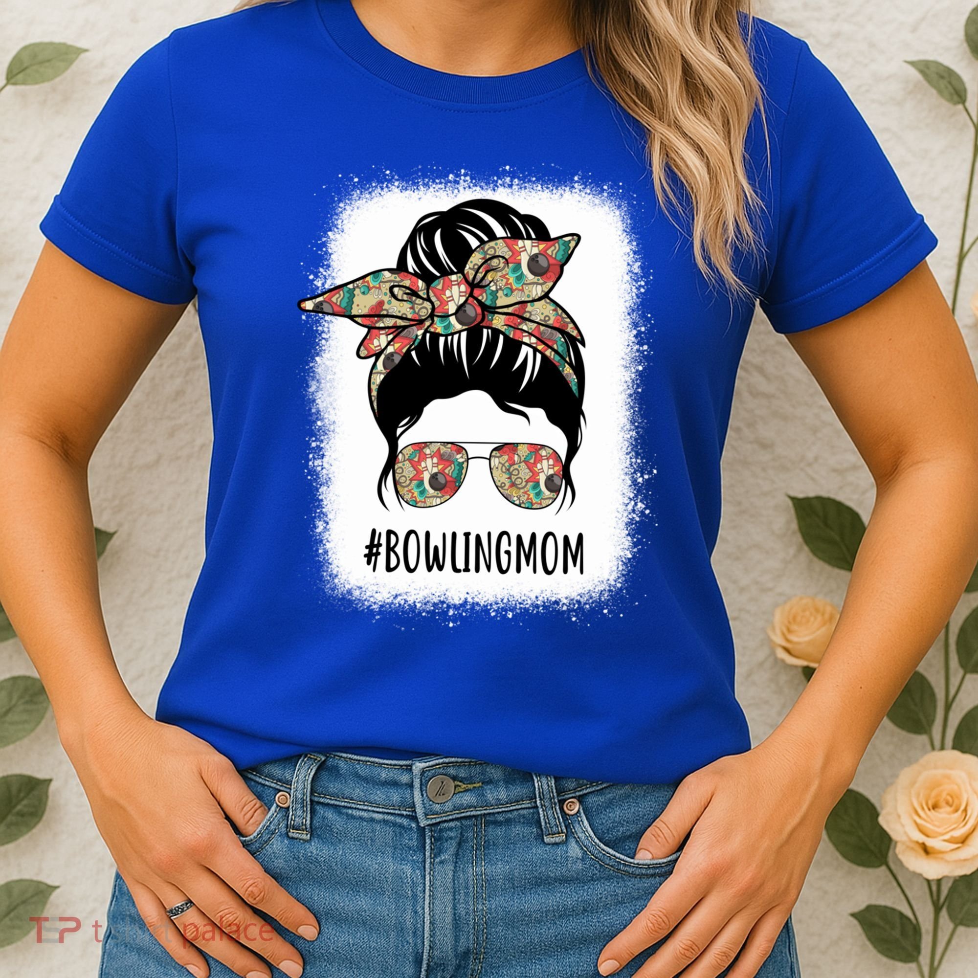 Bowling Mom Life Messy Bun Hair Bleached Great Gift Women's T-Shirt