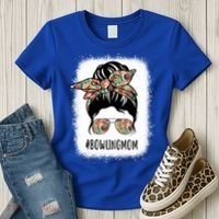Bowling Mom Life Messy Bun Hair Bleached Great Gift Women's T-Shirt thumb 3