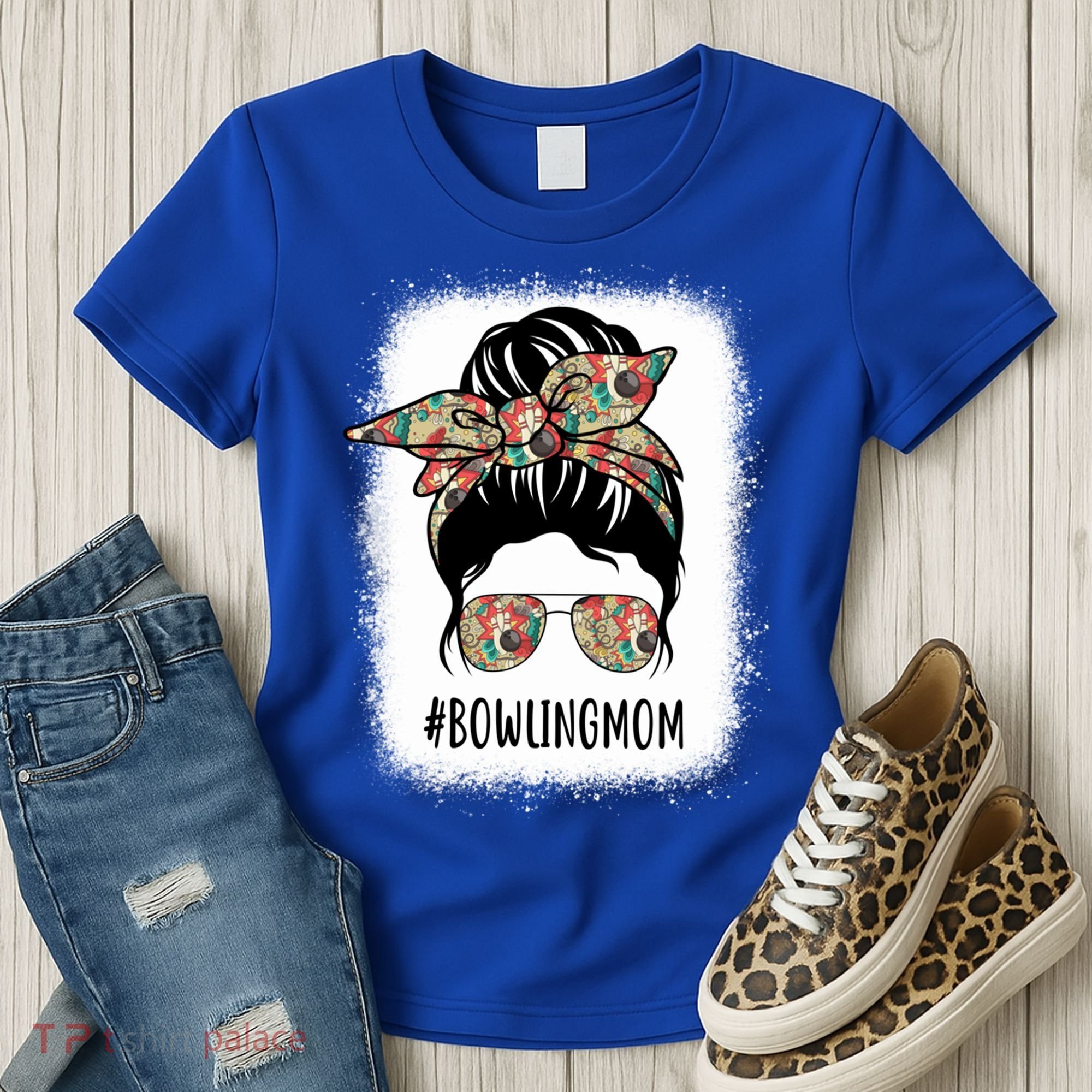Bowling Mom Life Messy Bun Hair Bleached Great Gift Women's T-Shirt