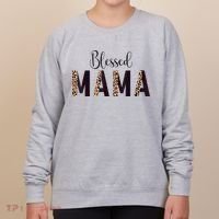 Blessed Mama Leopard Print Mom Thanksgiving Mothers Day Women's Sweatshirt thumb 0