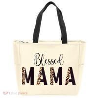 Blessed Mama Leopard Print Mom Thanksgiving Mothers Day Tote Bag thumb 0
