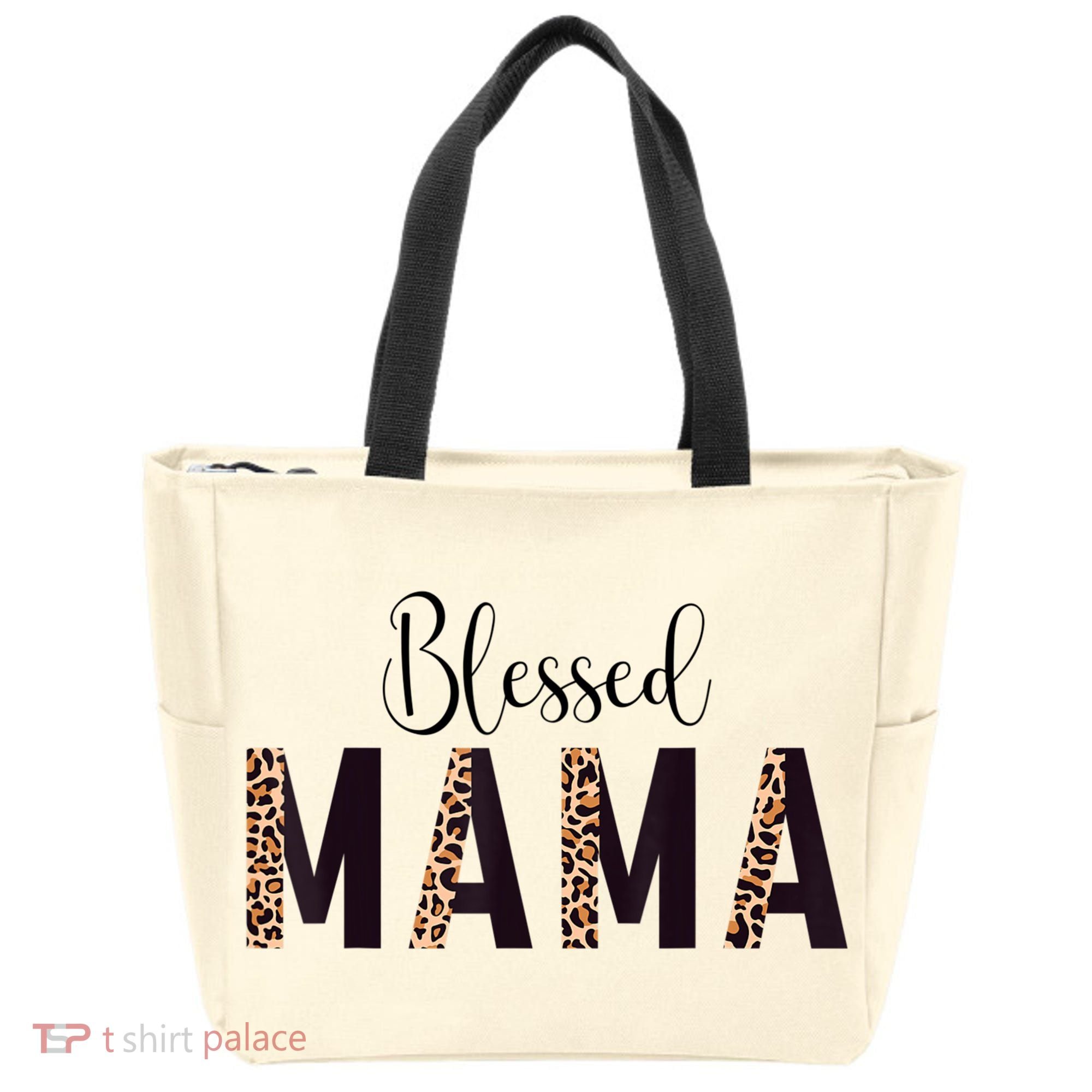 Blessed Mama Leopard Print Mom Thanksgiving Mothers Day Tote Bag