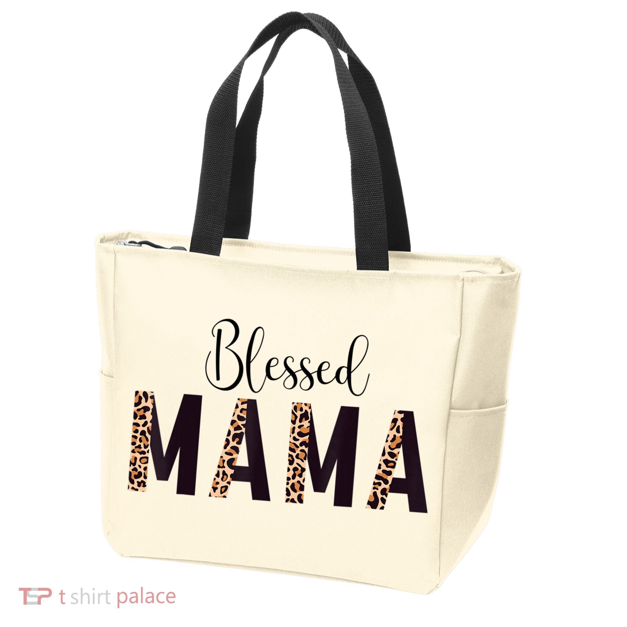 Blessed Mama Leopard Print Mom Thanksgiving Mothers Day Tote Bag
