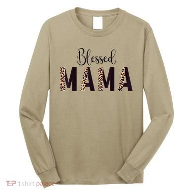Blessed Mama Leopard Print Mom Thanksgiving Mothers Day Long Sleeve Shirt
