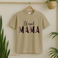 Blessed Mama Leopard Print Mom Thanksgiving Mothers Day T-Shirt thumb 2