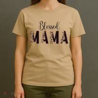 Blessed Mama Leopard Print Mom Thanksgiving Mothers Day T-Shirt thumb 4