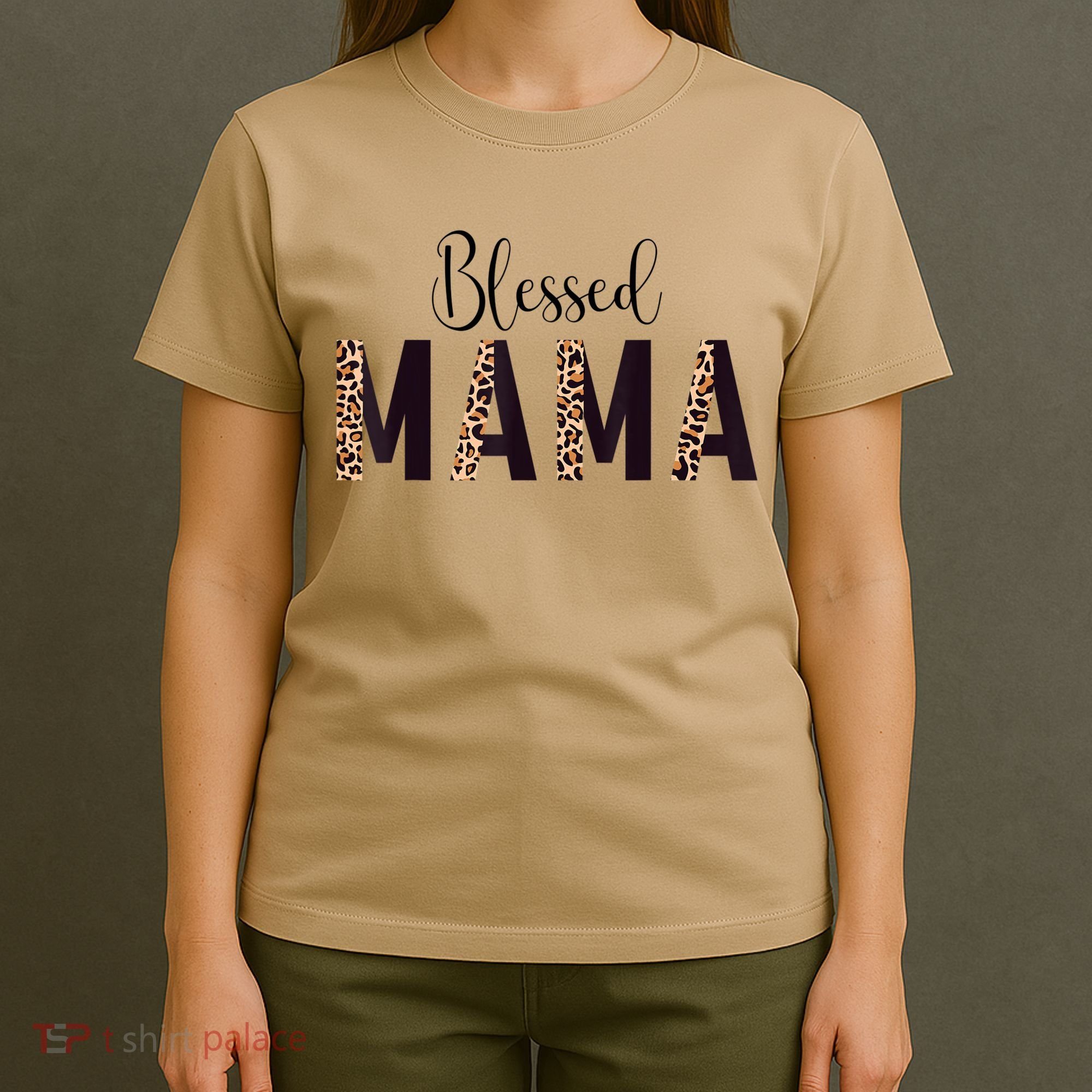 Blessed Mama Leopard Print Mom Thanksgiving Mothers Day T-Shirt